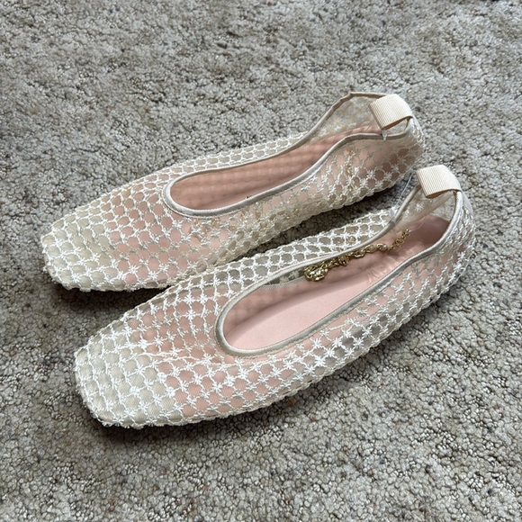 J. Crew Quinn Embellished Removable Ankle-Strap Ballet Flats in Mesh - Picture 4 of 8